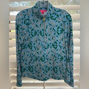 Lilly Pulitzer Melena Popover in Bon Bon Blue Leapin Leopards